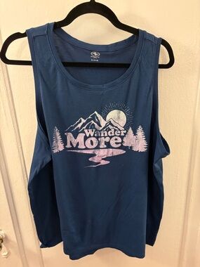 Athletic Works Blue 'Wander More' Graphic Muscle Tank
